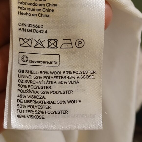 H & M Cream Wool Blend Boucle Zip Front Trench EU 32/ 2 US - Picture 6 of 11